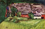 Egon Schiele Peasant Homestead in a Landscepe oil painting artist